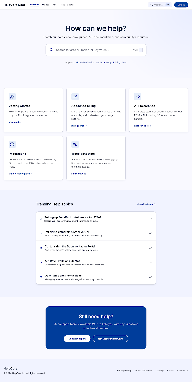 HelpCore Docs screenshot